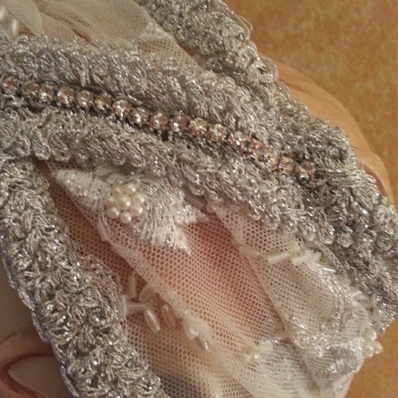 Gatsby Crystal Pearl Tulle Flapper 20\'s Headband main image 7